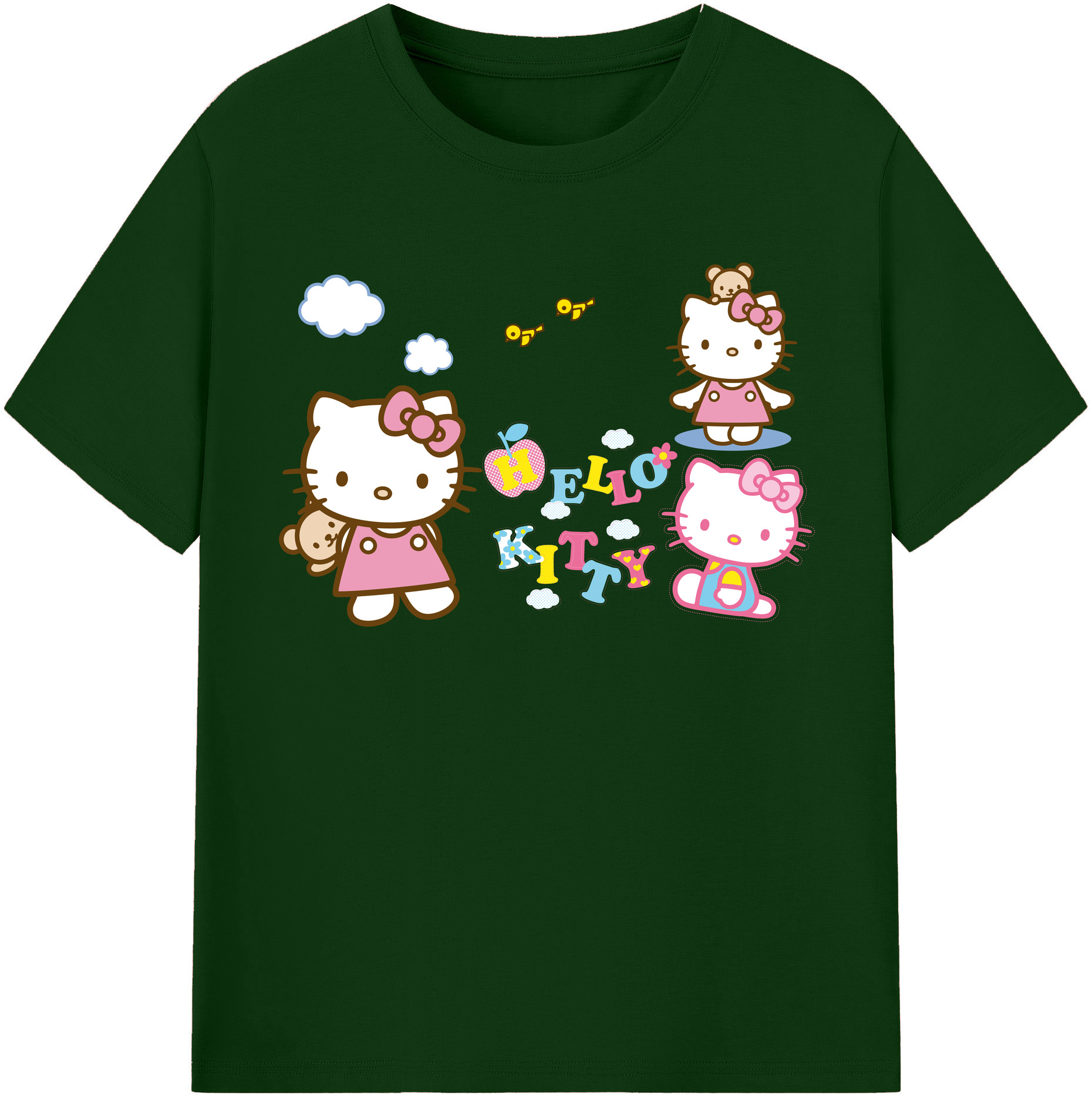 （画像用） Hello Kitty ハローキティ 綿100％半袖Tシャツ（フロントプリント）